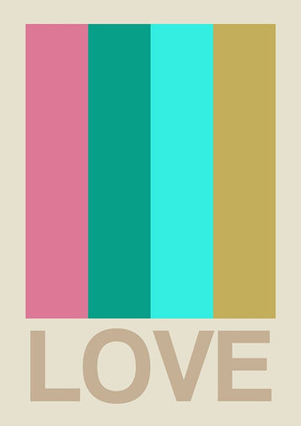 Retro Stripe LOVE CItrus White Modern Wood Framed Art Print with Double Matting by Collett, Frances
