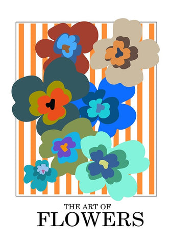 The Art Of Flowers Orange Stripe Black Modern Wood Framed Art Print by Collett, Frances