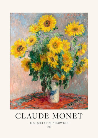 Bouquet Of Sunflowers White Modern Wood Framed Art Print with Double Matting by Pictufy