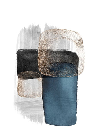 Night Blue-3 White Modern Wood Framed Art Print with Double Matting by Moss, Sally Ann