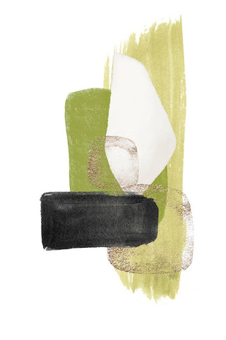 Green Dream-3 White Modern Wood Framed Art Print with Double Matting by Moss, Sally Ann