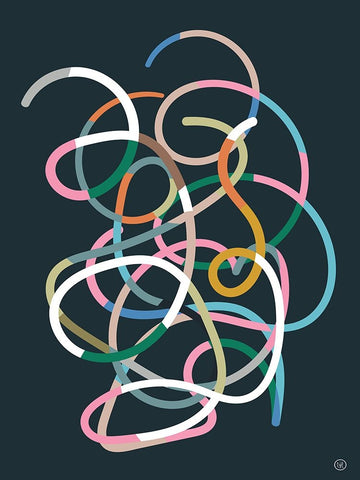 Color Lines Black Modern Wood Framed Art Print by Hobday, Dan