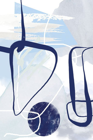 Lines of Blue-1 Black Ornate Wood Framed Art Print with Double Matting by Moss, Sally Ann