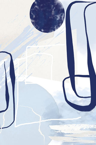 Lines of Blue-3 Black Ornate Wood Framed Art Print with Double Matting by Moss, Sally Ann