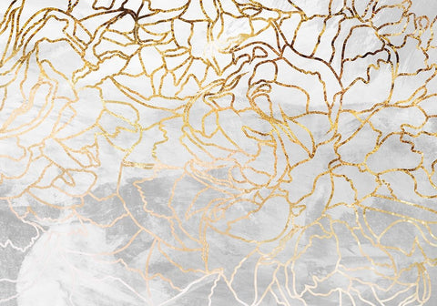 Abstract gold line art wall mural Black Modern Wood Framed Art Print by Manovski, Sarah