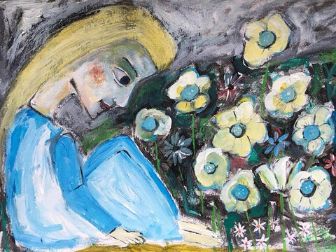 In the Garden White Modern Wood Framed Art Print with Double Matting by Bursic, Sharyn