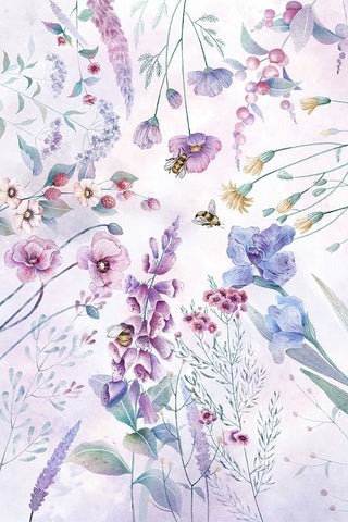 Stunning purple cottage flowers White Modern Wood Framed Art Print with Double Matting by Thai, Xuan