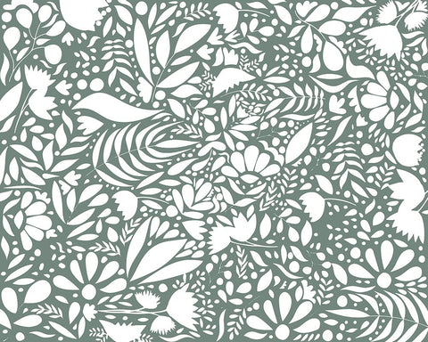Scandi green white pattern White Modern Wood Framed Art Print with Double Matting by Manovski, Sarah