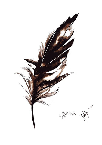 Feather White Modern Wood Framed Art Print with Double Matting by Belickiene, Julija