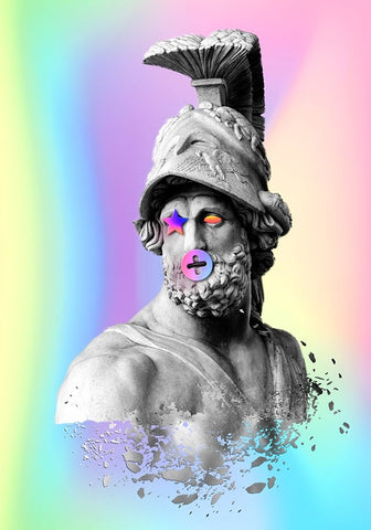 Thesus Black Ornate Wood Framed Art Print with Double Matting by Roze, Fadil