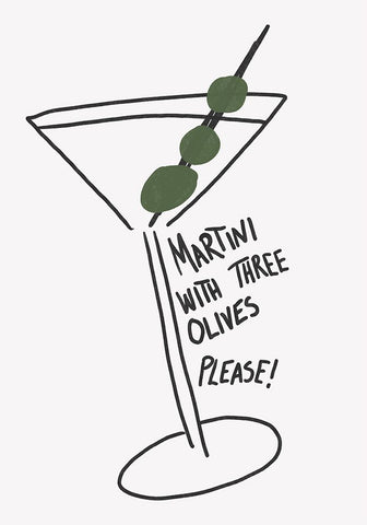 Martini Three Olives Black Modern Wood Framed Art Print by Fritsch, Athene