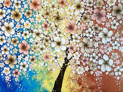 Cherry Blossoms Black Modern Wood Framed Art Print by Storms, Alyson