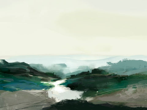 Highland View Black Ornate Wood Framed Art Print with Double Matting by Hobday, Dan