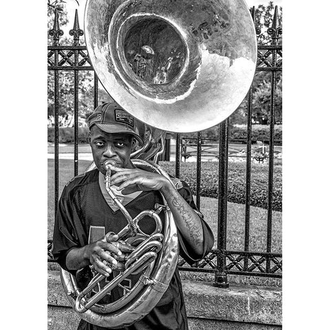 They Say ItS The Sousaphone Players You Have To Look Out For... White Modern Wood Framed Art Print by Cypel, Kirk