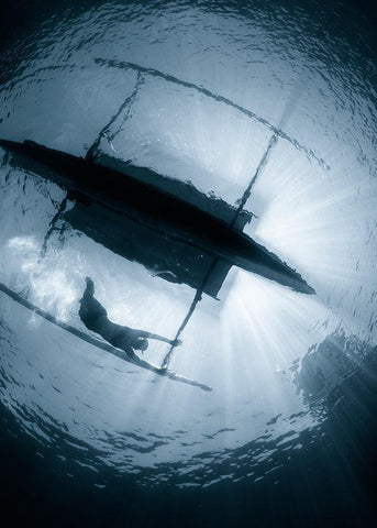 Gymnast White Modern Wood Framed Art Print with Double Matting by Narchuk, Andrey