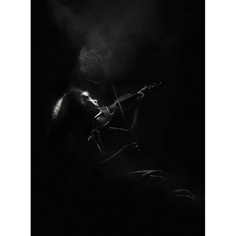 First, There Was A Violin.... Black Modern Wood Framed Art Print with Double Matting by Bosogea-Tudor, Ileana