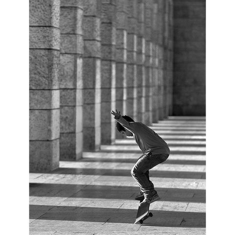 Street Dancer Black Modern Wood Framed Art Print with Double Matting by Pellegrini, Fulvio