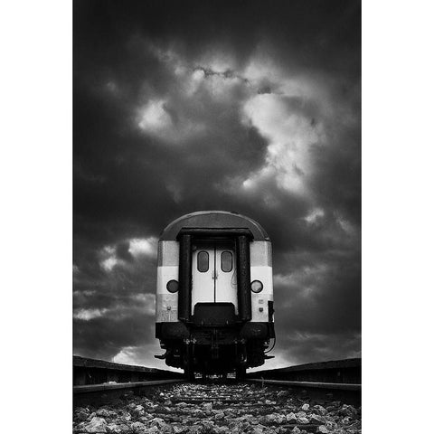 Wagon Black Modern Wood Framed Art Print by Pajkic, Mladjan