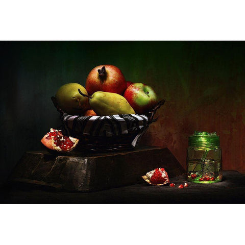 Still Life / Fruits Black Modern Wood Framed Art Print with Double Matting by Basa, Emine