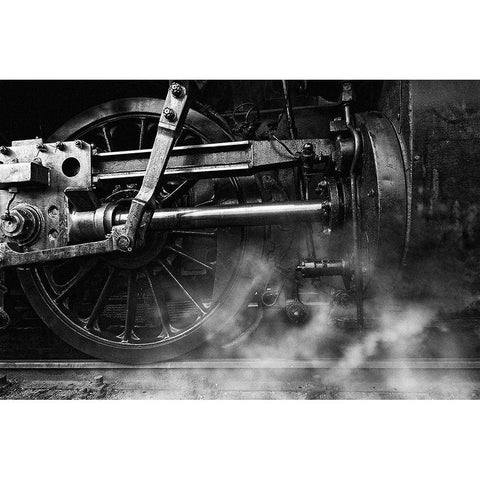 Locomotive Breath Black Modern Wood Framed Art Print by Droste, Holger