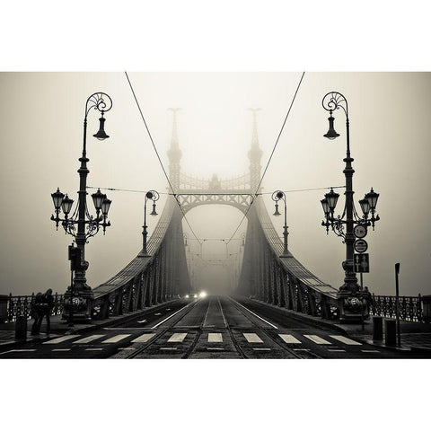 The Bridge Black Modern Wood Framed Art Print by Arminmarten