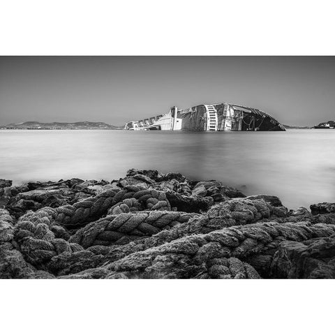The Shipwreck Black Modern Wood Framed Art Print with Double Matting by Pergioudakis, Manos