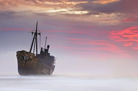 The Dark Traveler White Modern Wood Framed Art Print with Double Matting by Kaimaki, Maria