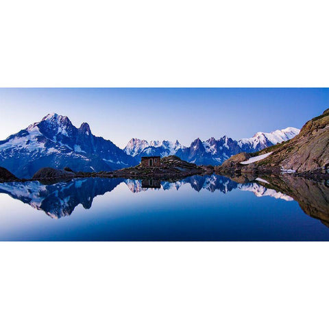 Lac Blanc Panorama Black Modern Wood Framed Art Print by Costina, Mircea