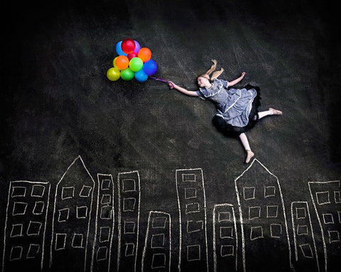 Flying On The Rooftops Black Ornate Wood Framed Art Print with Double Matting by Njsabs