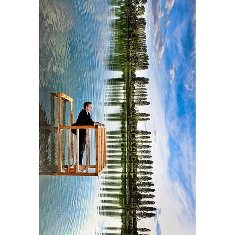 The Balcony (Tribute To P. Ramette) Gold Ornate Wood Framed Art Print with Double Matting by Kiciak, Christophe