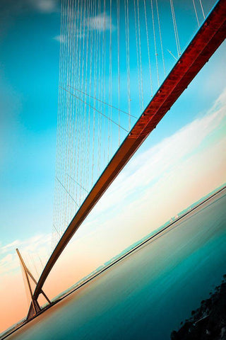 The Span White Modern Wood Framed Art Print with Double Matting by Kiciak, Christophe