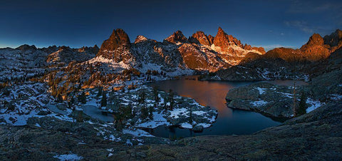 Minaret Lake: First Light White Modern Wood Framed Art Print with Double Matting by Zhang, Yan