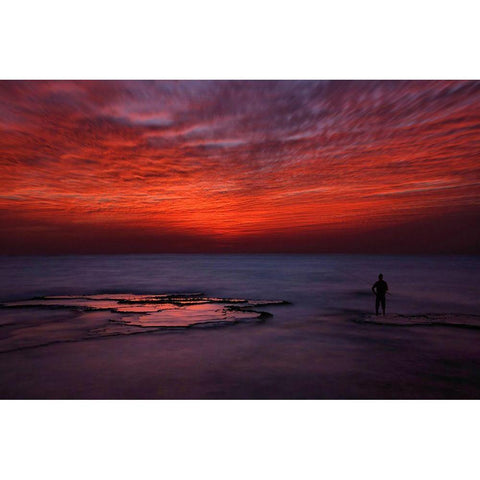 Red Sky Black Modern Wood Framed Art Print with Double Matting by Gal, Itay