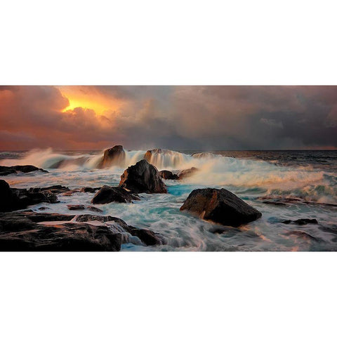 After Storm Wave Black Modern Wood Framed Art Print by A Hveding, Bjorn