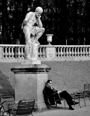 Jardin Du Luxembourg Black Ornate Wood Framed Art Print with Double Matting by Breton, Stephane