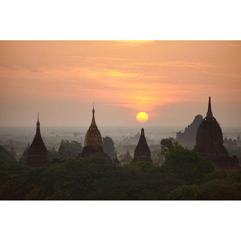 Sunrise Bagan Ii Gold Ornate Wood Framed Art Print with Double Matting by Wendy