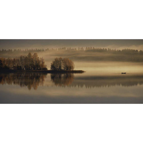 Early Autumn Morning Gold Ornate Wood Framed Art Print with Double Matting by Ilari T, Pekka