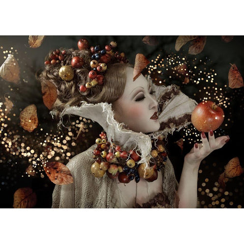 Magic Of The Season Black Modern Wood Framed Art Print with Double Matting by Murakami, Kiyo