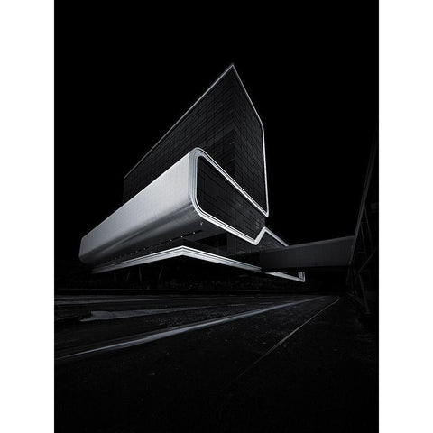 Speeding Through Darkness White Modern Wood Framed Art Print by Van Den, Mathijs