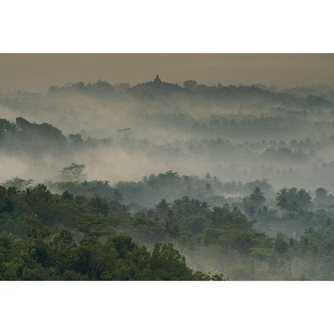 Temple In The Mist Gold Ornate Wood Framed Art Print with Double Matting by Wrobel, Karsten