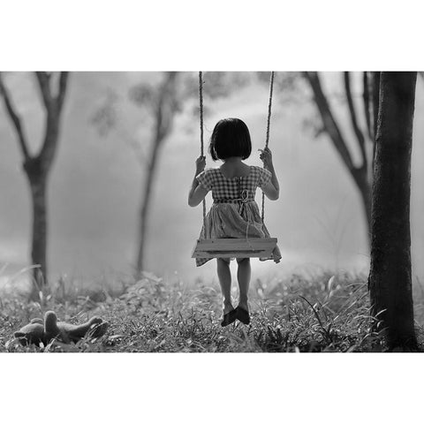 Just (You And) Me Black Modern Wood Framed Art Print with Double Matting by Sitanggang, Raymond