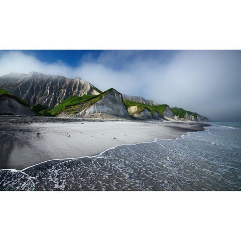 White Cliffs Of Iturup Island Black Modern Wood Framed Art Print with Double Matting by Kharitonov, Alexey