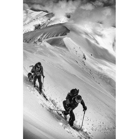 Ski Mountaineering . . White Modern Wood Framed Art Print by Rumansky, Matej