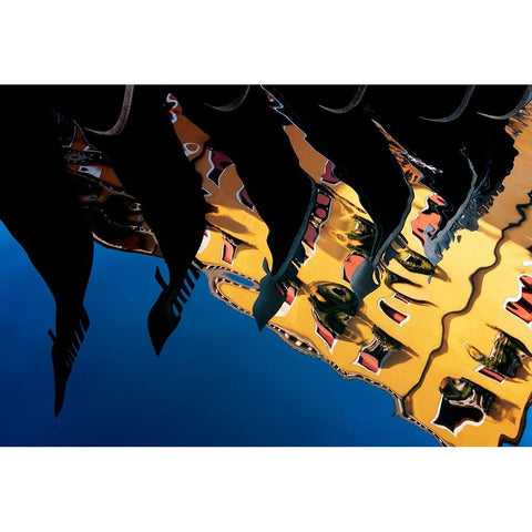 Venice - Gondole - Reflex Black Modern Wood Framed Art Print by Vendramin, Fabrizio