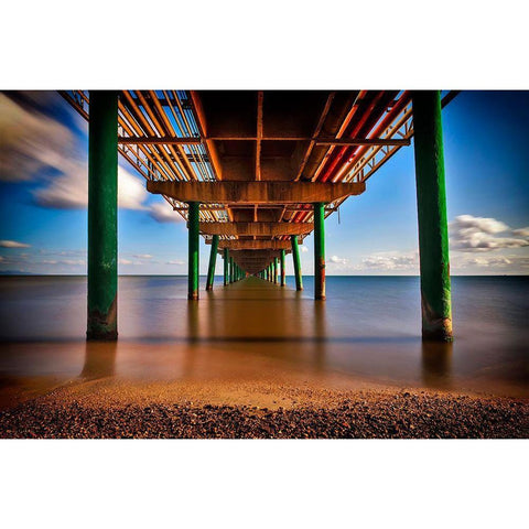 Jetty Long Exposure White Modern Wood Framed Art Print by Atzori, Daniele