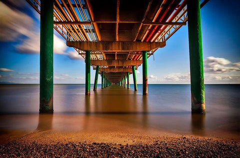 Jetty Long Exposure Black Ornate Wood Framed Art Print with Double Matting by Atzori, Daniele