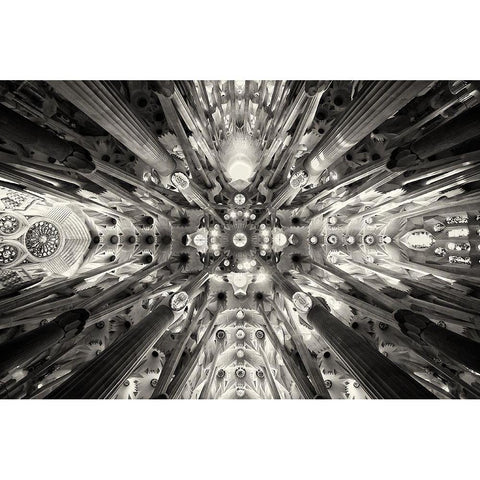 Artificial Forest - Sagrada Familia White Modern Wood Framed Art Print by Bonnin Sebastia, Antonio