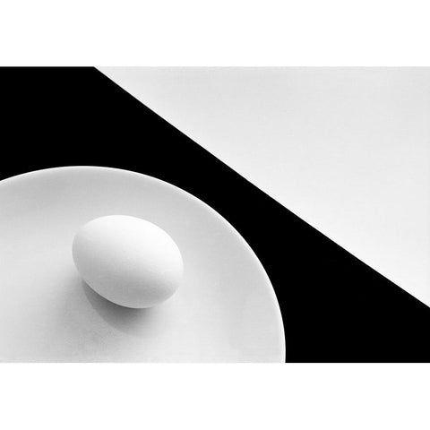 Still Life With Egg Black Modern Wood Framed Art Print with Double Matting by Hrabinsky, Peter