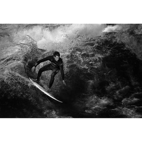 Surfing To Kingdom Come Black Modern Wood Framed Art Print with Double Matting by Hessel, Christoph