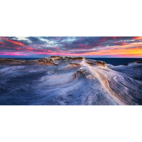 Waves Black Modern Wood Framed Art Print by Zhang, Joshua